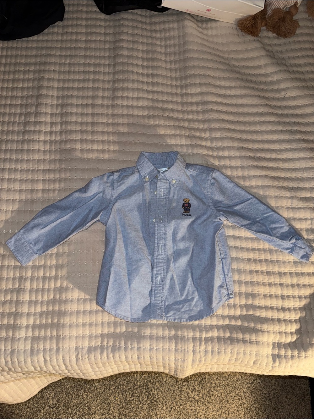 Ralph Lauren Light Blue Boys' Button-Down Shirt with Polo Bear